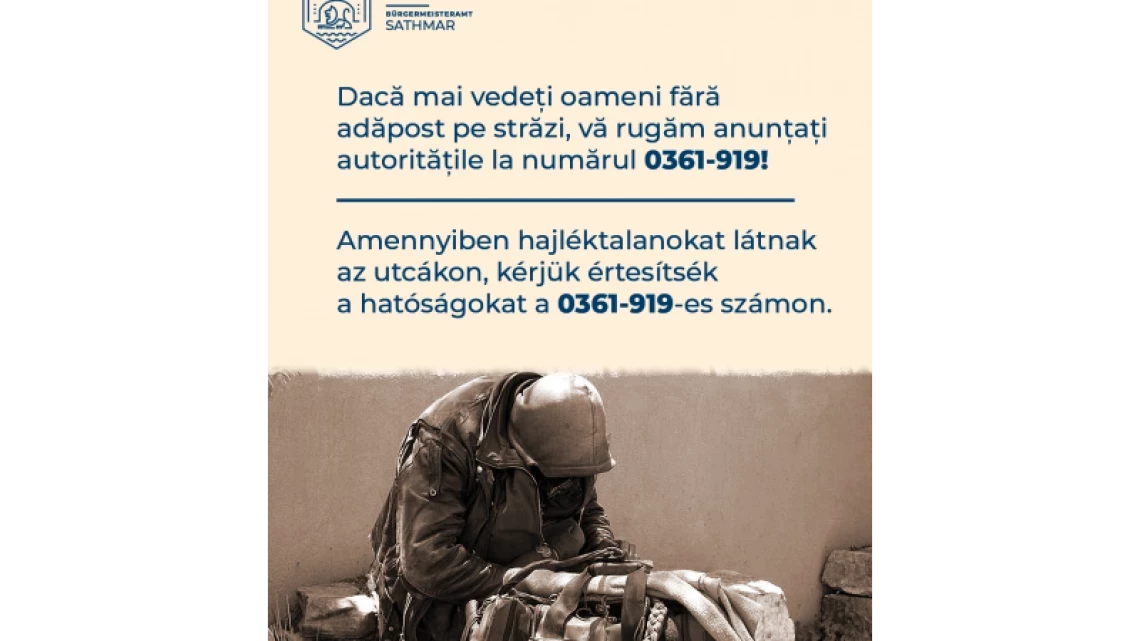 MĂSURI DE PROTECȚIE ÎN RÂNDUL PERSOANELOR FĂRĂ ADĂPOST!